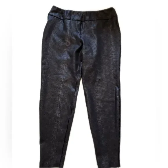 Soft Surroundings black/charcoal snakeskin print soft stretch slim leg pants, L - Picture 3 of 9